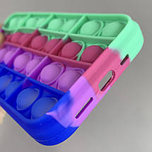 Чохол для iPhone 12 Pop it антистрес силіконовий чохол поп іт на айфон 12 синій зелений, фото 4