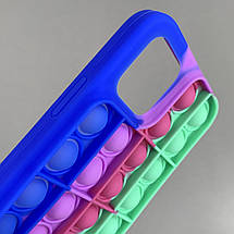 Чохол для iPhone 12 Pop it антистрес силіконовий чохол поп іт на айфон 12 синій зелений, фото 3