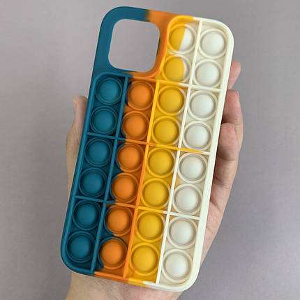 Чохол для iPhone 12 Pop it антистрес силіконовий чохол поп іт на айфон 12 зелений молочний, фото 1