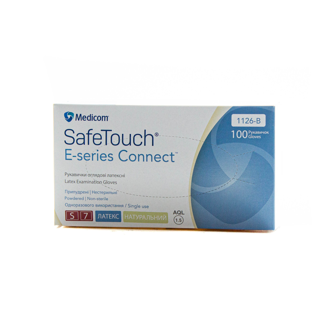 Рукавички медичні латексні, опудрені, Білі (100 шт/уп) Medicom S, фото 1