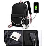 Чорний шкільний рюкзак для дівчинки 45*32 см водонепроникний з USB портом для підлітків дівчат у школу 5-11 клас і студентів, фото 3