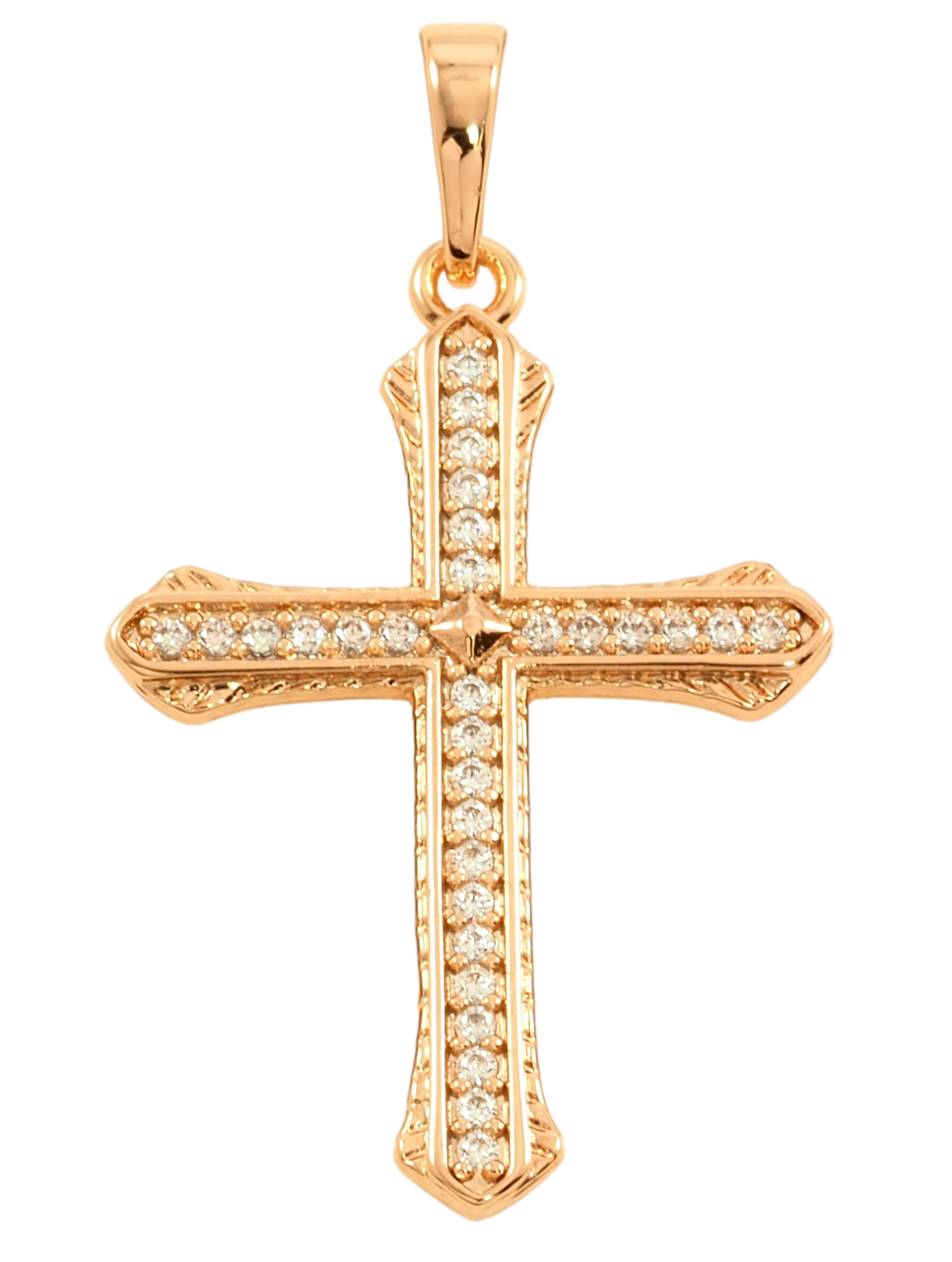 Кулон Xuping Позолота 18K "Хрест з інкрустацією цирконієм" для ланцюжка до 6мм