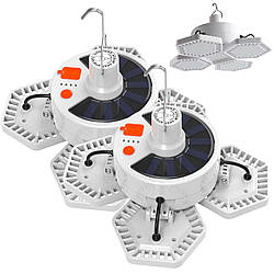 Комплект 2шт LED світильник із сонячною панеллю та PowerBank 5000мАг, 169LED / Розкладний ліхтар для кемпінгу