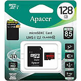 Карта пам'яті Apacer microSDXC (UHS-1) 128Gb class 10 R85MB/s + SD adapter Black, фото 3