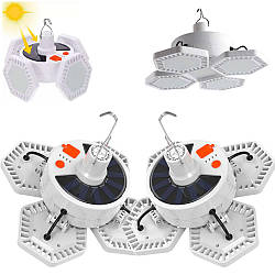 Комплект 2шт Кемпінговий LED світильник із сонячною панеллю 5000мАч, 169LED / Акумуляторний аварійний ліхтар