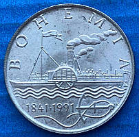 Монета Чехословаччини 50 крон 1991 р. 150-та річниця початку круїзів пароплава "Богемія"