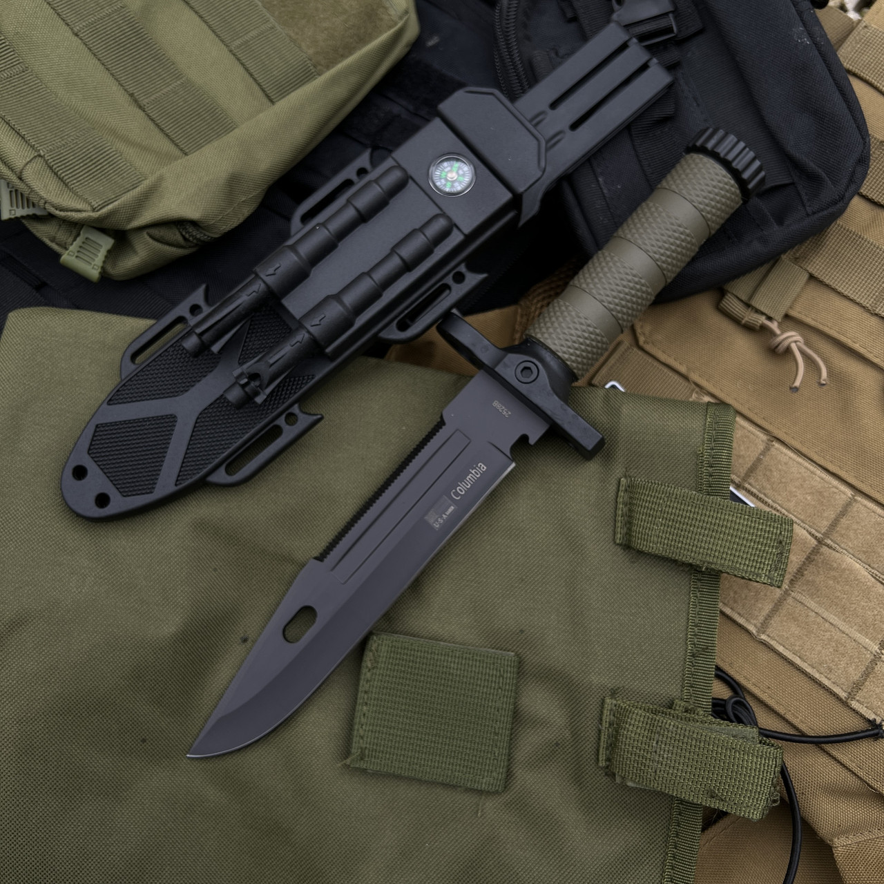Ніж Columbia 2528B Olive (Кресало та точилка в комплекті), фото 1