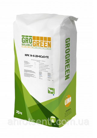 Добриво GroGreen NPK 14-6-28+6СаО+TE 25 кг Lima Бельгія, фото 1