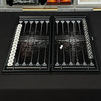 Нарди скляні в алюмінієвому корпусі Роза Вітрів 61×27×5см, фото 3