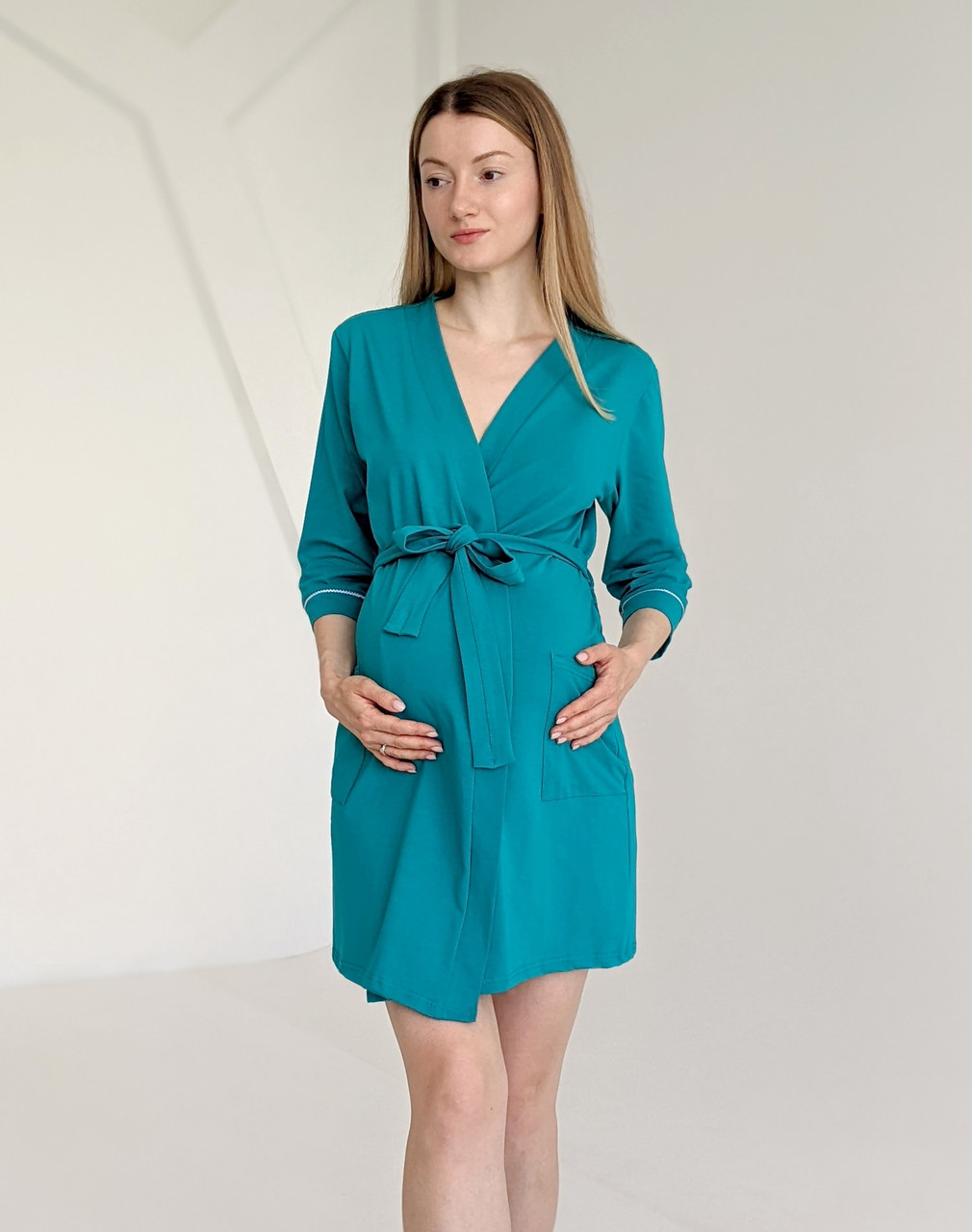 Халат вкорочений в пологовий та для дому (бірюзовий) 50-52, фото 1