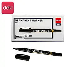 Маркер перманентний Deli EU10440 чорний 1мм/0,5 мм двусторонній (для ламінованих цінників), фото 4