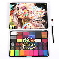 Професійний аквагрим Nukolo - великий набір 42 кольори, пензлик - NK4201