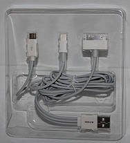 ARUN оригінальний USB кабель 3 в 1 (microUSB + iP6 / 6PLUS / 5 / S / C / 4), фото 3