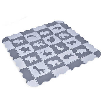Дитячий розвиваючий складний килимок-пазл ME 1166 Gray White Цифри Тварини