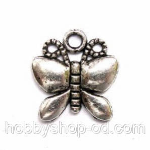 Метал. підвіска "метелик" срібло (1,6х1,8 см) 8 шт. в уп., фото 1