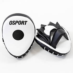Лапи боксерські (для боксу) гнуті зі шкірвінілу OSPORT Lite (bx-0089) Чорно-білий