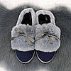Тапочки чуні жіночі теплі сині з хутряним опушенням Progress 2874-2, фото 7