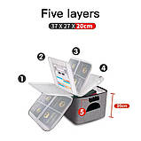 Сумка для документів із замком водонепроникна на 5 відділень, сіра, фото 4