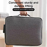 Сумка для документів із замком водонепроникна на 5 відділень, сіра, фото 5