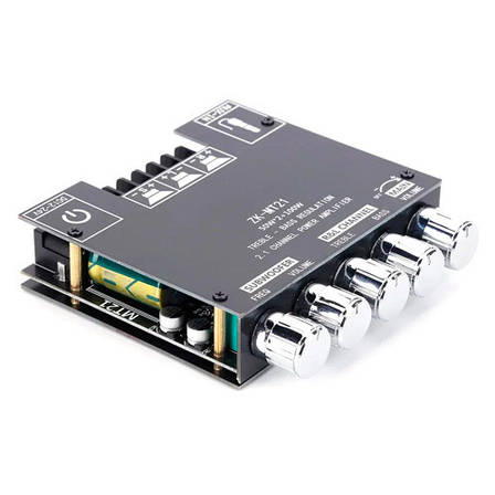 Аудіо підсилювач потужності звуку 2x50Вт 1x100Вт Bluetooth 5.0, ZK-MT21, фото 1