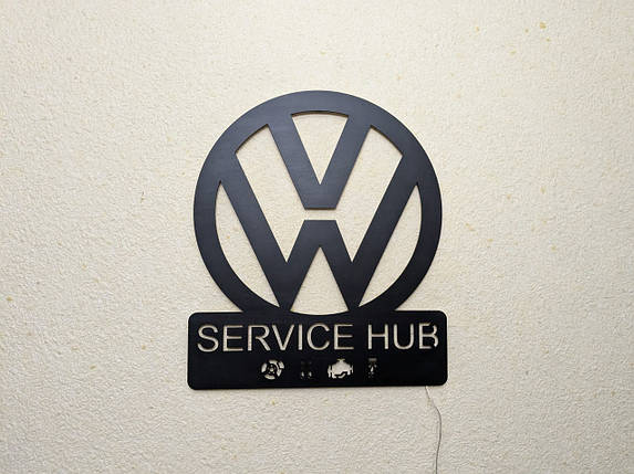 Панно декоративна картина на стіну Volkswagen SERVICE HUB LED підсвітка 490х568 acr-p000183, фото 2