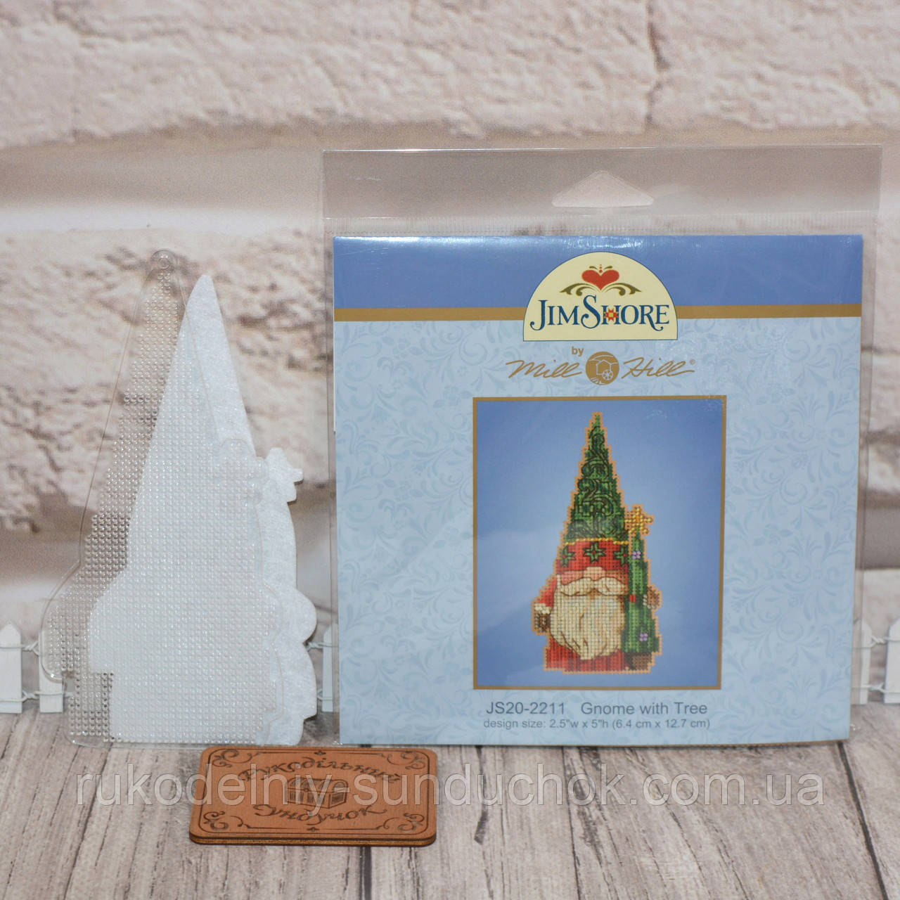 Пластикова прозора заготовка під вишивку "Гном з ялинкою JS202211", фото 1