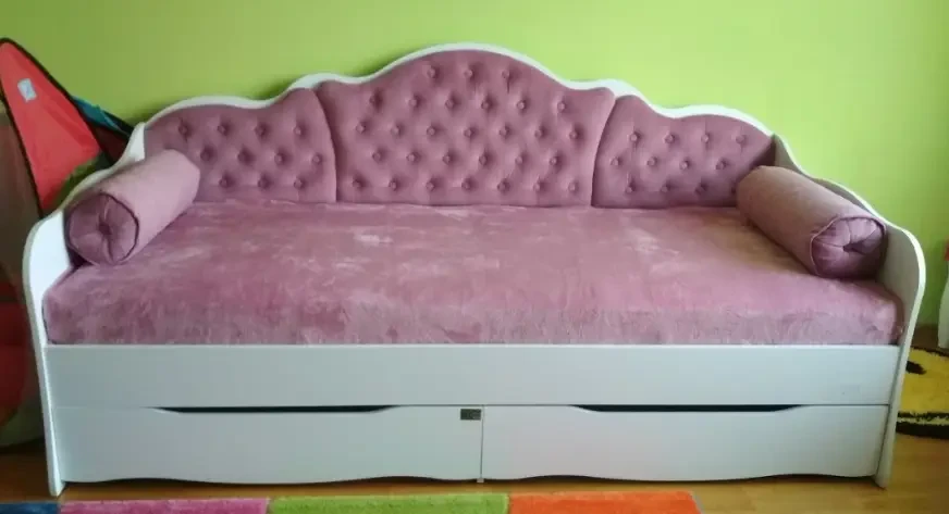 Ліжко "Л-6" для дівчинки з м'якою спинкою Lion, фото 1