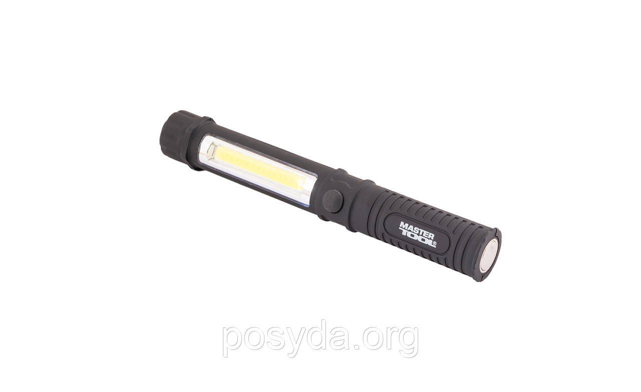Ліхтар магнітний Mastertool 168 х 24 мм, LED + COB LED, 3 x AAA, ABS (94-0806), фото 1