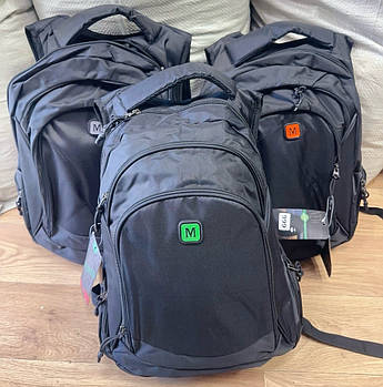 Рюкзак шкільний чорний міський зі щільною спинкою Fuerya