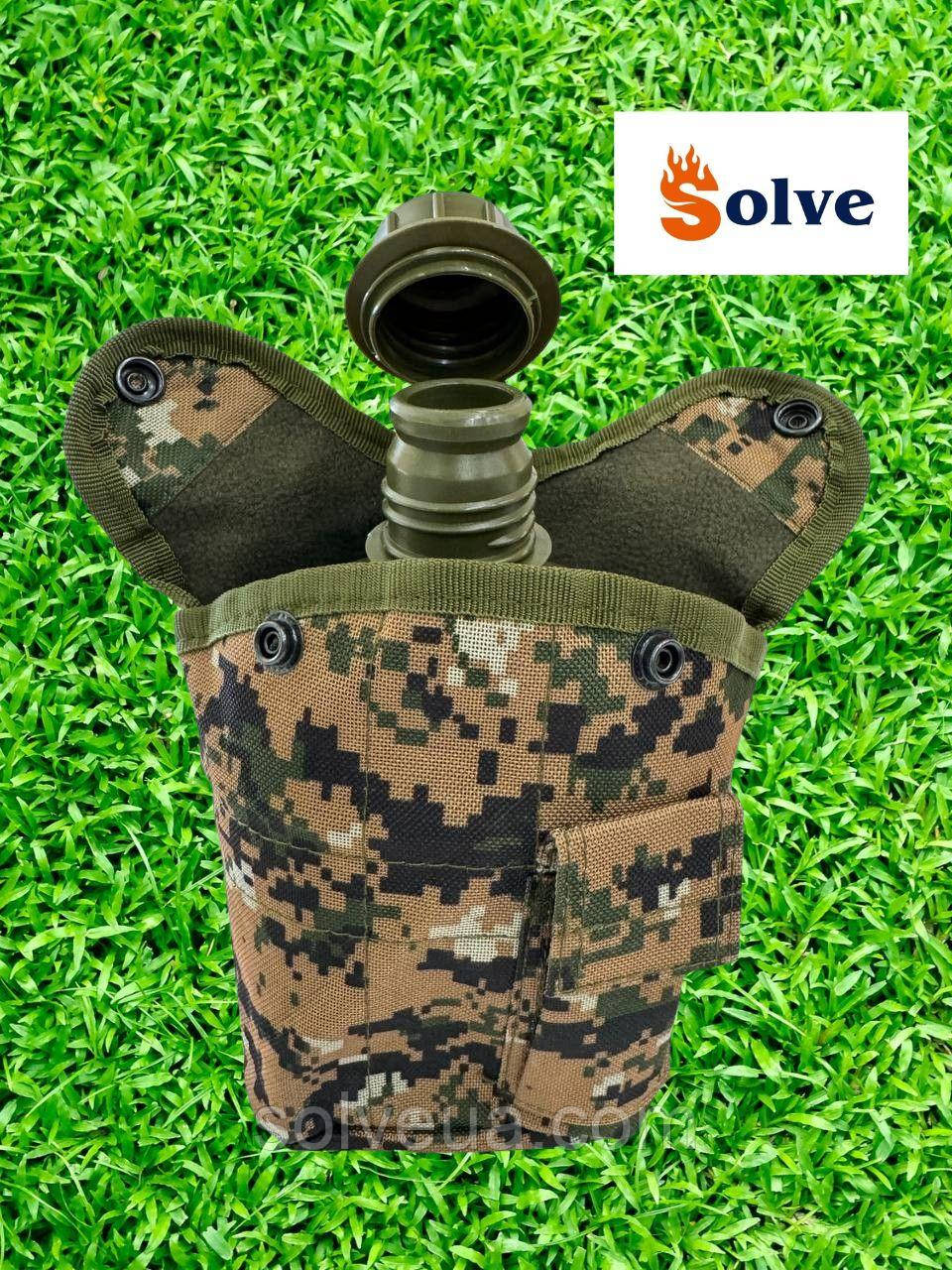 Фляга Solve NATO армійська тактична з чохлом, що утеплює, 1 літр Зелений піксель KT6003909 solve, фото 1
