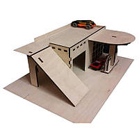 Парковка для машинок EverWood з заправкою з дерева 30х21х10см