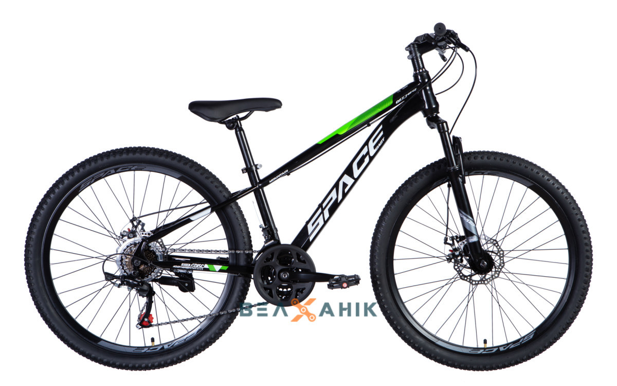 Велосипед 26" SPACE SATURN Хардтейл DD (рама 13") St чорно-зелений, фото 1