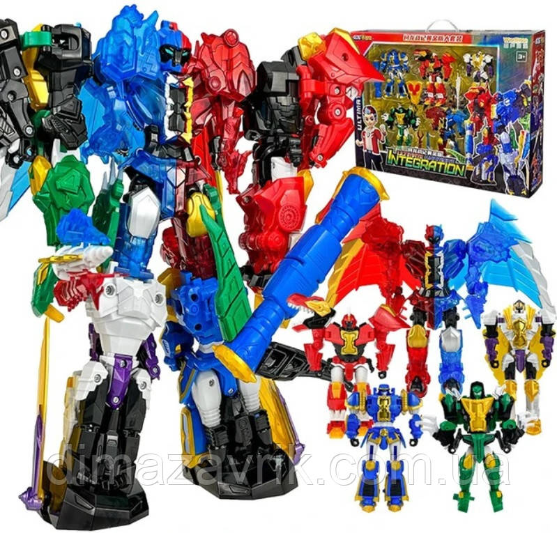 Трансформер 5в1 Супер10 Super10 Робот 28 см Драгоніус 27 см, Конгар 19 см, Вайтхорн 19 см Ректор 19 см Тиранус 20 см, фото 1