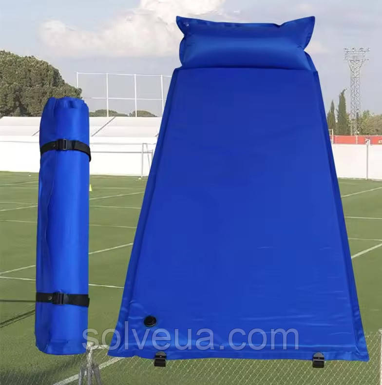 Самонадувний спальний килимок надувний каремат з подушкою Solve Blue 185*70 - KT6003303 solve, фото 1