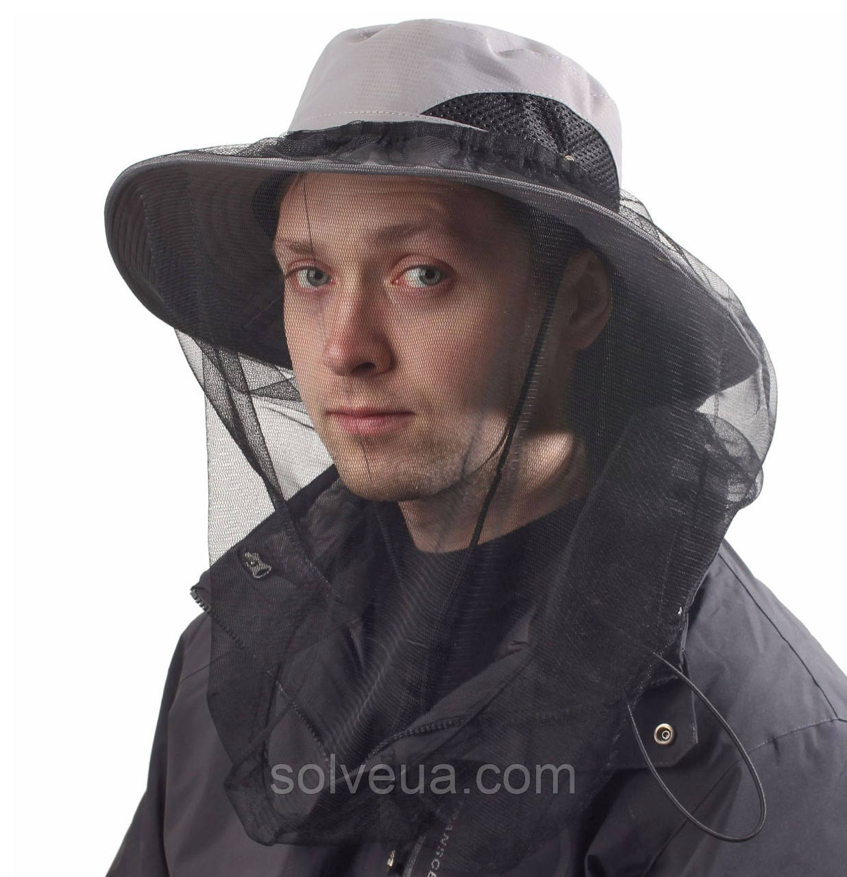 Капелюх із антимоскітною сіткою від комарів панама Anti Mosquito накомарник dark grey протимоскітка solve