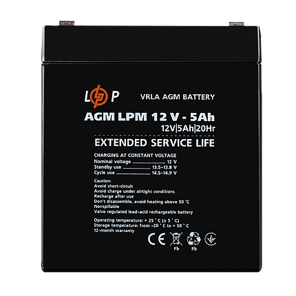 Акумулятор AGM LPM 12V - 5 Ah, фото 1
