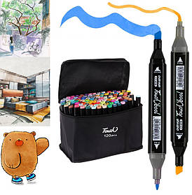 Набір двосторонніх скетч маркерів для малювання на спиртовій основі Touch Bool 120 шт Black (7886)