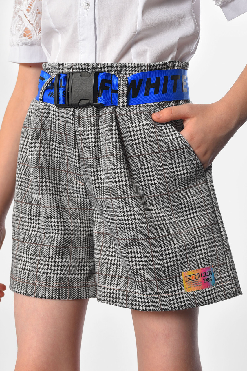 Шорти дитячі для дівчинки чорно-білого кольору 182866M, фото 1