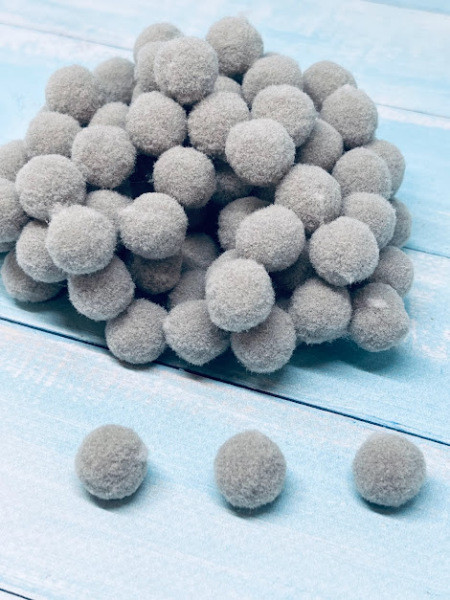 Фетрові помпони 1,5 см, колір-сірий, уп\50 шт, Сірий, фото 1