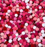 Помпони фетрові 1,5 см, колір рожево-малиновий мікс, 50 шт, Різнокольоровий