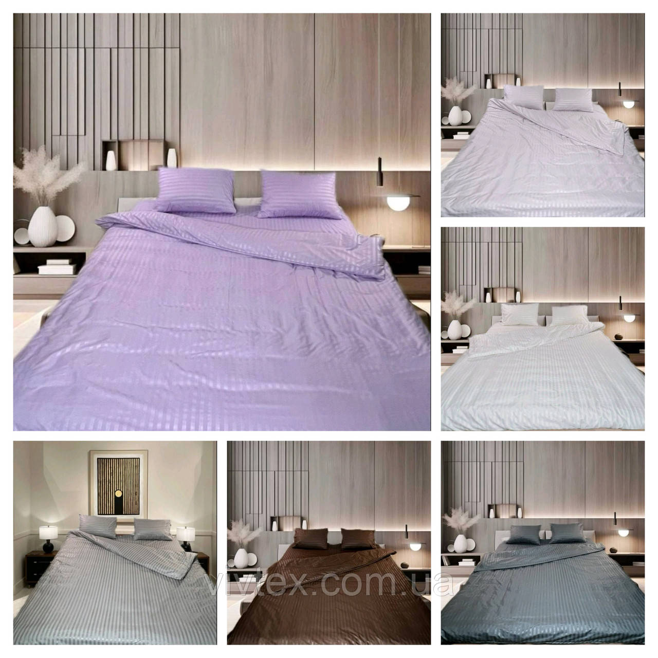 Постільна білизна страйп-сатин євро 200х220, фото 1