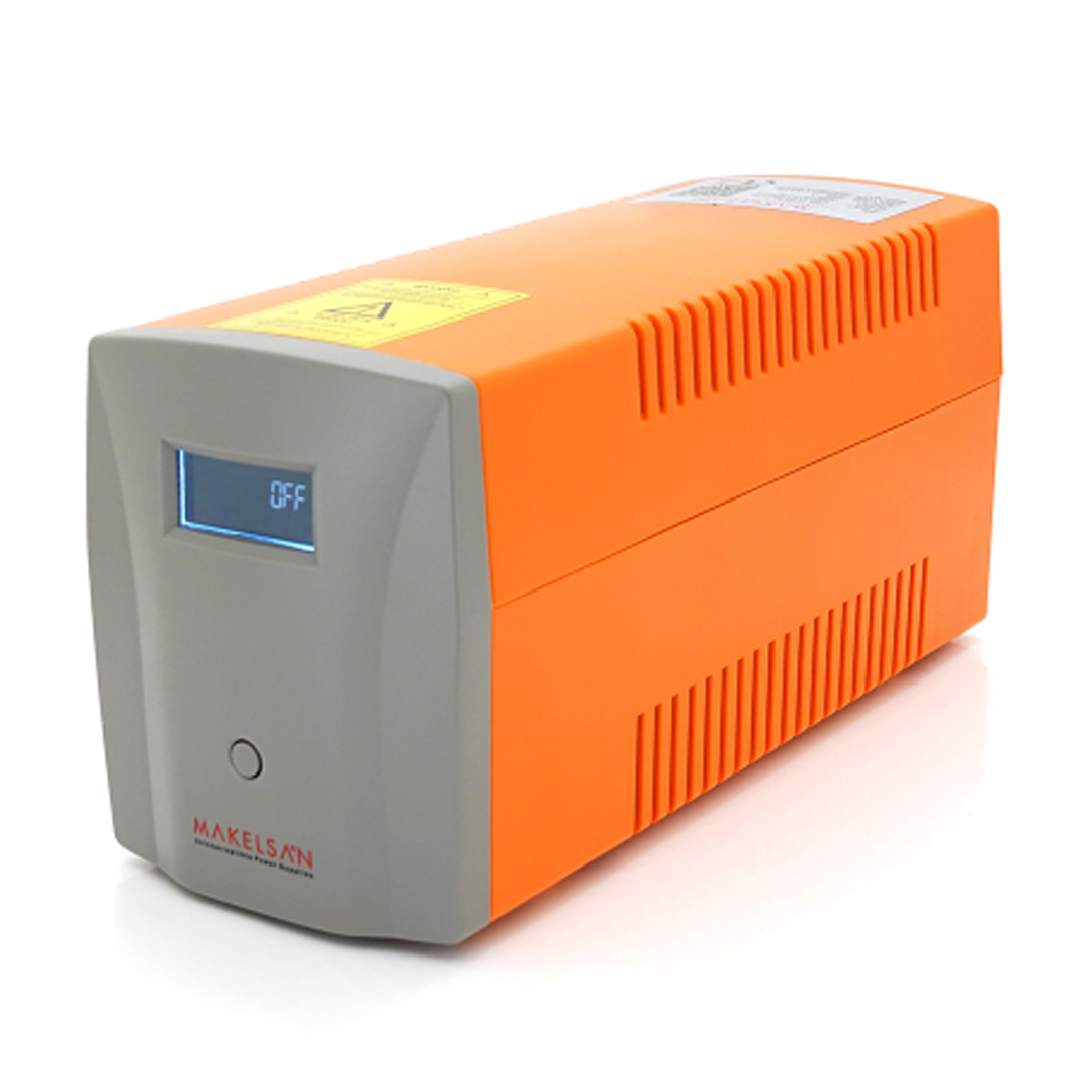 ДБЖ на 720W для дому Makelsan Lion1200VA Standby-L та LCD, 170-280VAC, AVR 1st, 3xSCHUKO socket, 2x12V7Ah