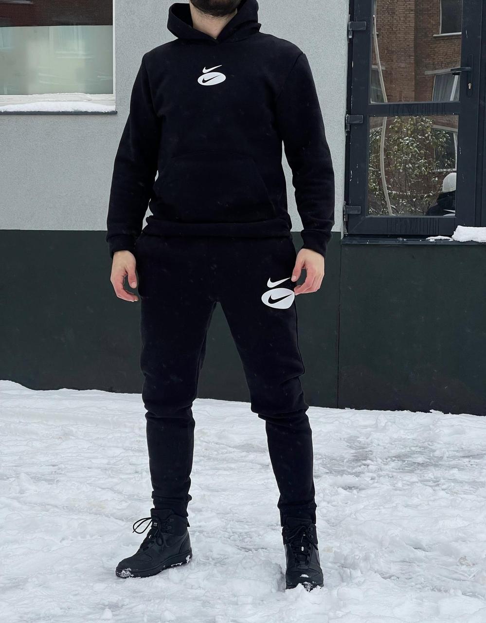 Спортивний костюм чоловічий тринитка на флісі теплий стильний костюм худі та штани на хлопця підлітка осінь-зима