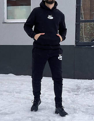 Спортивний костюм чоловічий тринитка на флісі теплий стильний костюм худі та штани на хлопця підлітка осінь-зима, фото 2