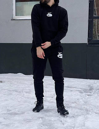 Спортивний костюм чоловічий тринитка на флісі теплий стильний костюм худі та штани на хлопця підлітка осінь-зима, фото 3