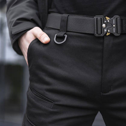 Штани-карго Pobedov Tactical зимові чорні для чоловіків з флісом шість кишень комфортні та зносостійкі, фото 5