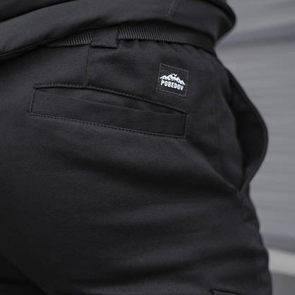 Штани-карго Pobedov Tactical зимові чорні для чоловіків з флісом шість кишень комфортні та зносостійкі, фото 6