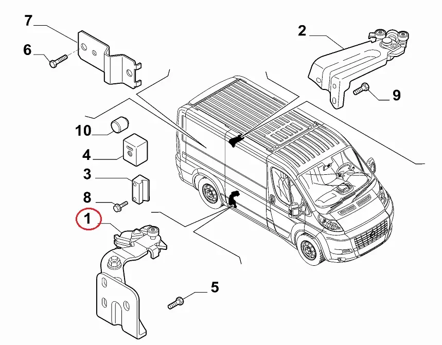 Ролик бічних зсувних дверей нижній Fiat Ducato 250, Peugeot Boxer 3, Citroen Jumper 3 (2006-2014), 1344239080