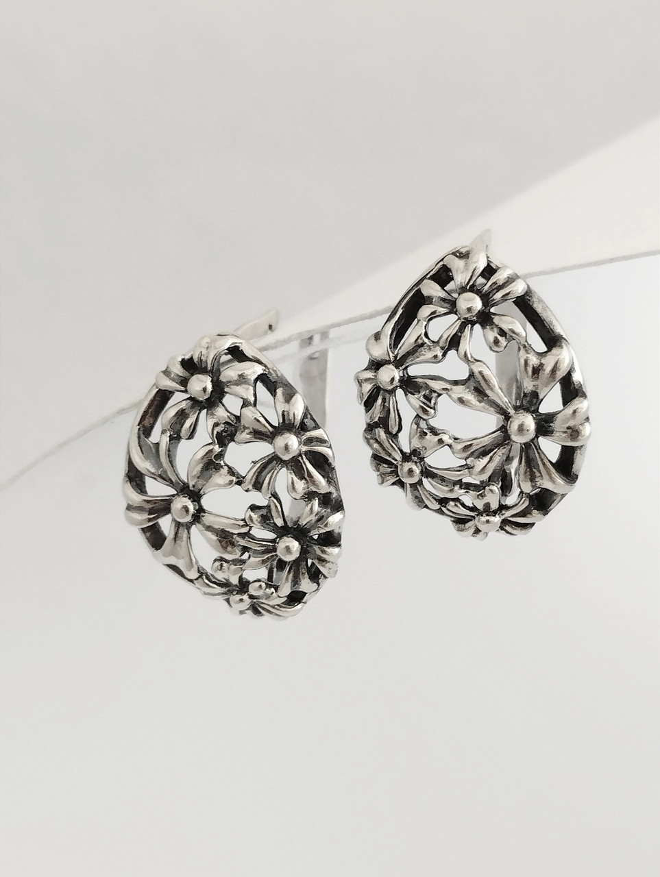 Срібні сережки без вставок 1100257