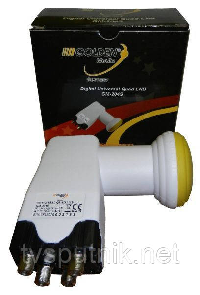 Супутниковий конвертор (головка) на 4 тв. Golden Media GM-204S Quad Universal LNB